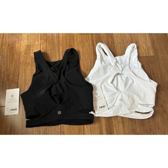 Athleta LOT OF 2 XS‎ Conscious Cut Out Crop Tops NEW WITH TAGS $138 Black White - Picture 7 of 8